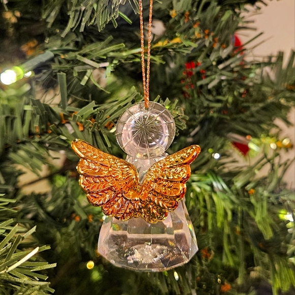 Clear and Gold Angel Ornament for Christmas Tree - Picture 2 of 4